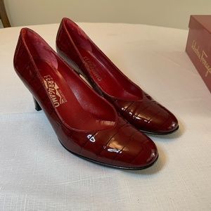 Ferragamo Cherry Patent Leather Heels